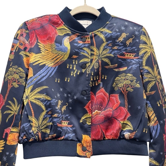 Industry Republic Crop Bomber Jacket Floral Farm Rio Vibe Jungle Tropical Size M - Picture 6 of 16